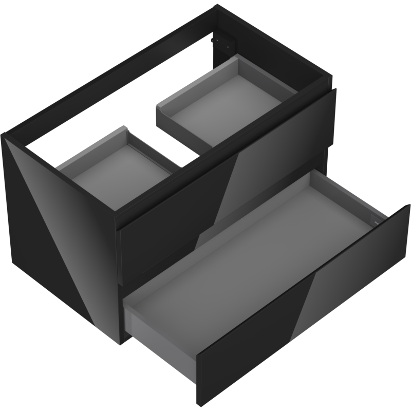 Mexen Orio móvel de casa de banho para lavatório 80 cm, 2 gavetas, preto brilho - 91A10-08047-2-BFF70