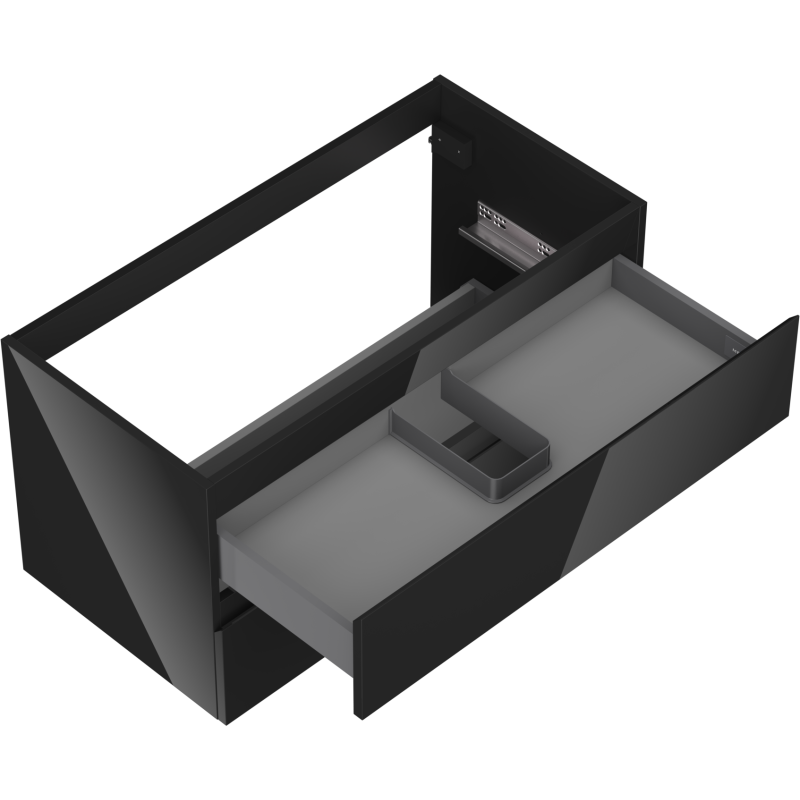 Mexen Orio armário de casa de banho para lavatório 90 cm, 2 gavetas, preto brilho - 91A10-09047-2-BFF70