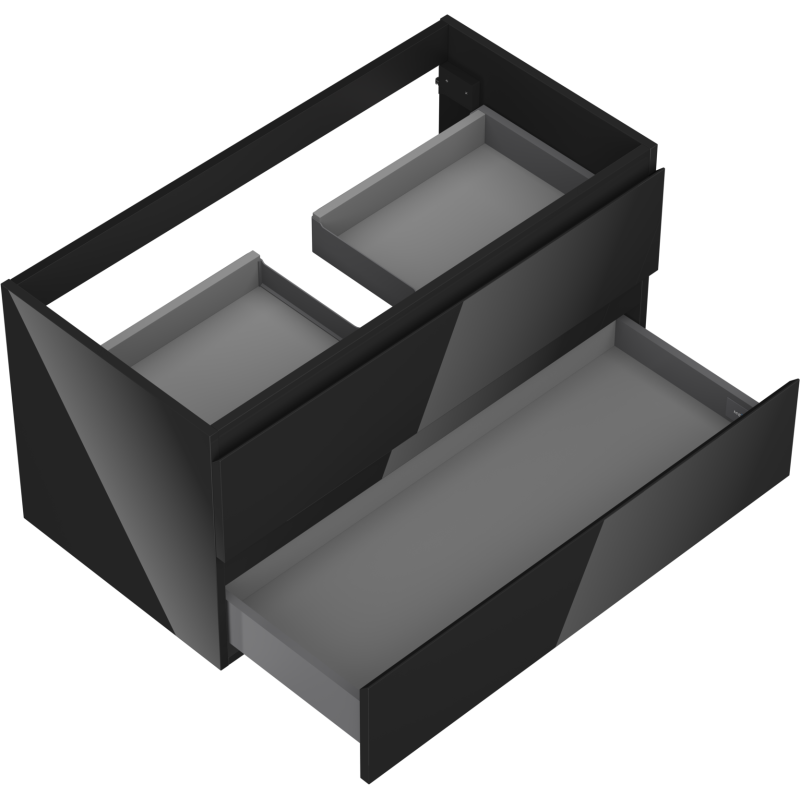 Mexen Orio Badezimmerschrank unter dem Waschbecken 90 cm, 2 Schubladen, schwarz glänzend - 91A10-09047-2-BFF70