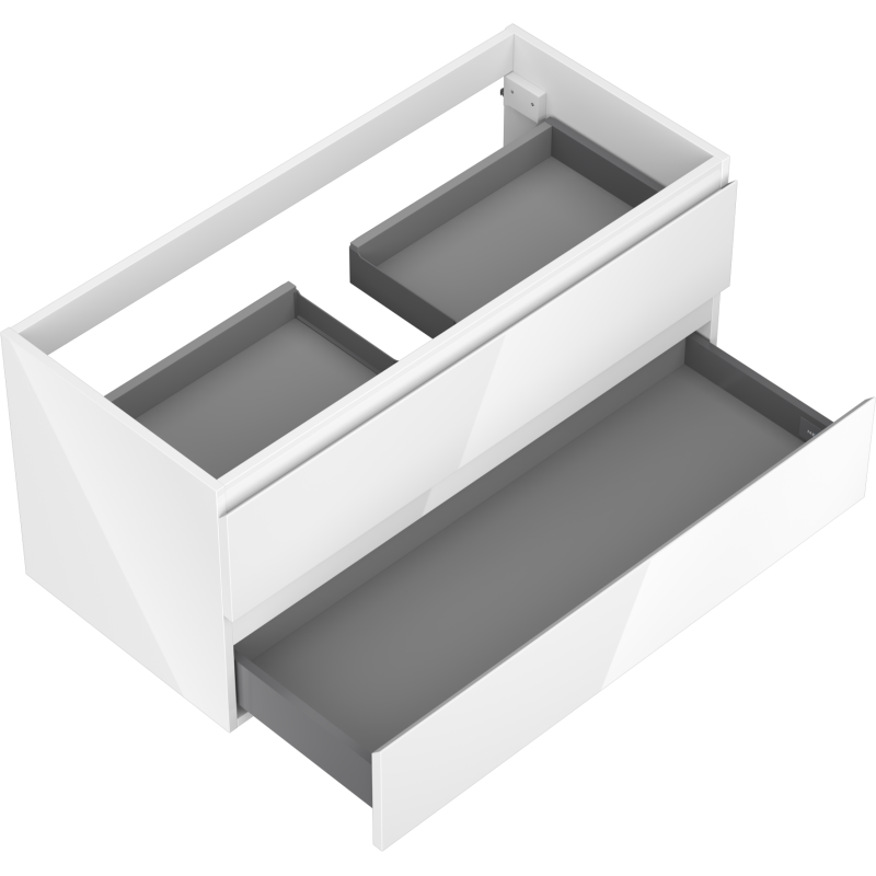 Mexen Orio 100 cm Bathroom Cabinet, 2 Drawers, White Gloss - 91A10-10047-2-BFF00