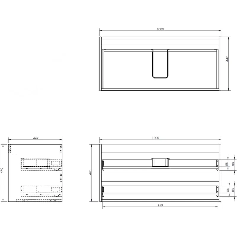 Mexen Orio Badezimmerschrank für Waschbecken 100 cm, 2 Schubladen, weiß glänzend - 91A10-10047-2-BFF00