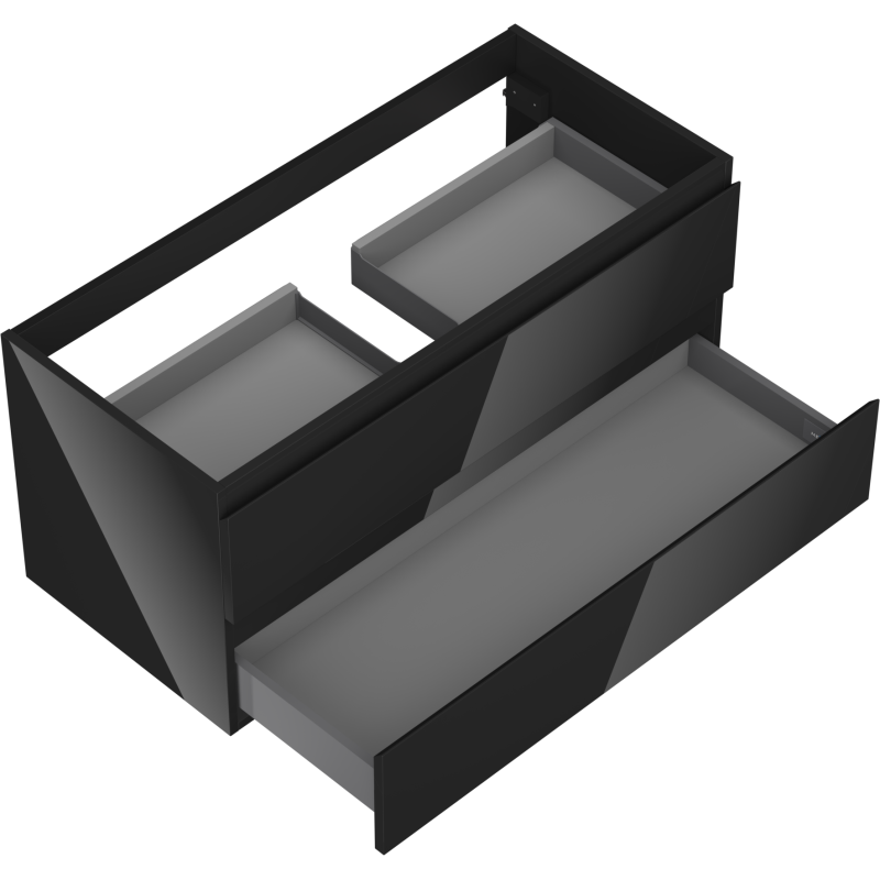 Mexen Orio bathroom cabinet under-sink 100 cm, 2 drawers, black gloss - 91A10-10047-2-BFF70