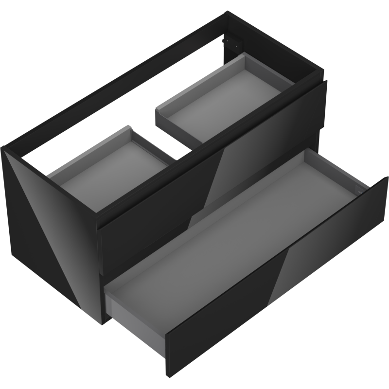 Mexen Orio meuble de salle de bain sous lavabo 100 cm, 2 tiroirs, noir brillant - 91A10-10047-2-BFF70