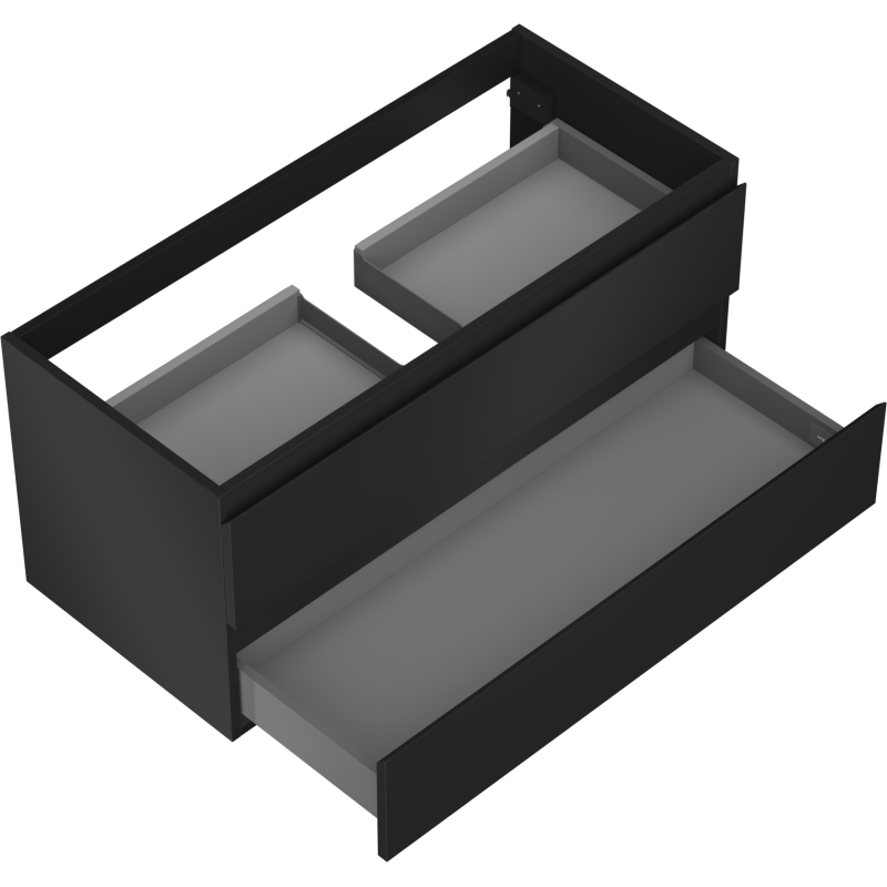 Mexen Orio Badezimmerschrank 100 cm, 2 Schubladen, schwarz matt - 91A10-10047-2-BFF71