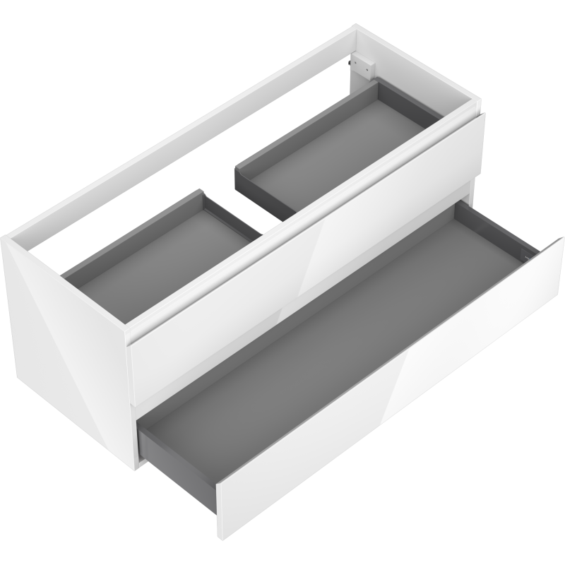 Mexen Orio armário de casa de banho para lavatório 120 cm, 2 gavetas, branco brilho - 91A10-12047-2-BFF00