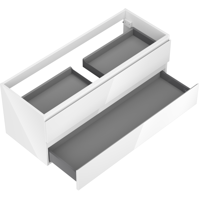 Mexen Orio badrumsskåp under handfat 120 cm, 2 lådor, vit glans - 91A10-12047-2-BFF00