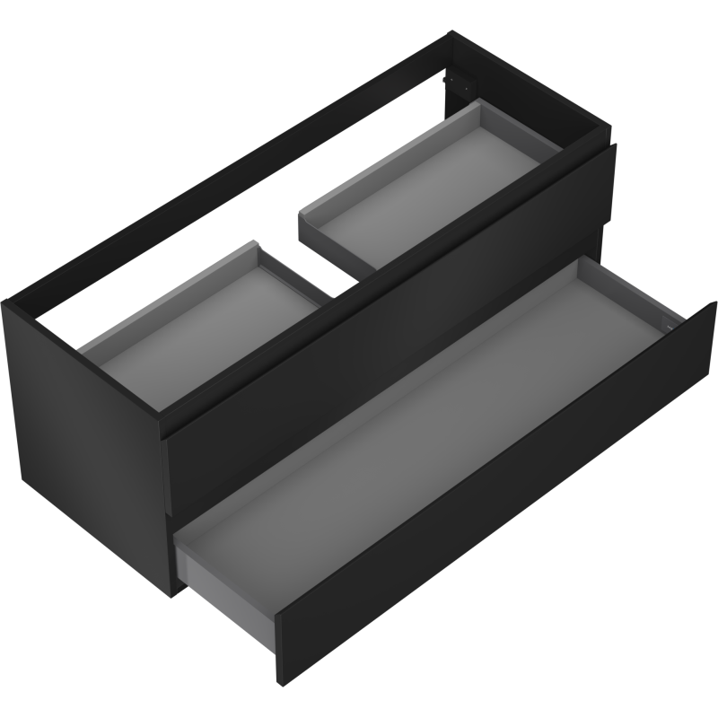 Mexen Orio armario de baño bajo lavabo 120 cm, 2 cajones, negro mate - 91A10-12047-2-BFF71