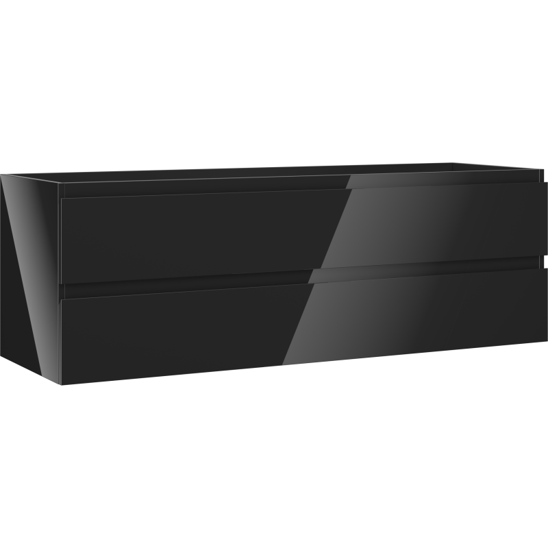 Mexen Orio Badezimmerschrank 140 cm, 2 Schubladen, schwarz glänzend - 91A10-14047-2-BFF70