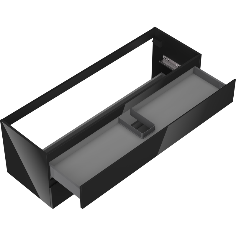 Mexen Orio Buedzëmmer Schief ënner dem Lavabo 140 cm, 2 Schief, schwaarz glänzend - 91A10-14047-2-BFF70