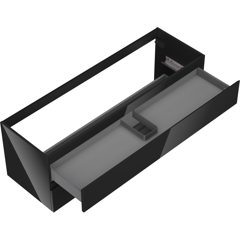 Mexen Orio mueble de baño bajo lavabo de 140 cm, 2 cajones, negro brillo - 91A10-14047-2-BFF70