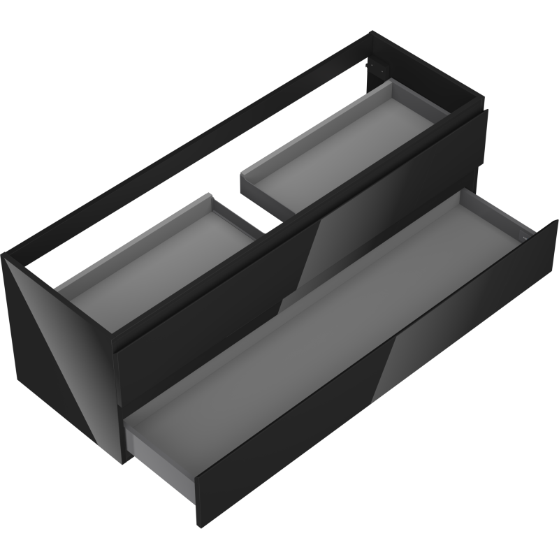 Mexen Orio 140 cm bathroom cabinet, 2 drawers, black gloss - 91A10-14047-2-BFF70