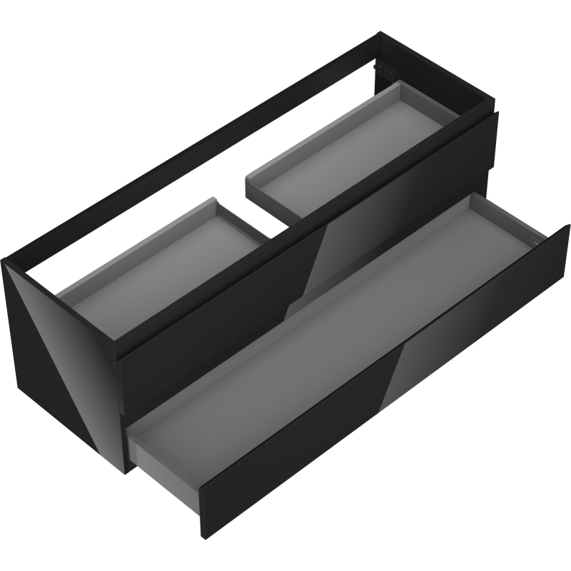 Mexen Orio mobiletto da bagno sospeso 140 cm, 2 cassetti, nero lucido - 91A10-14047-2-BFF70