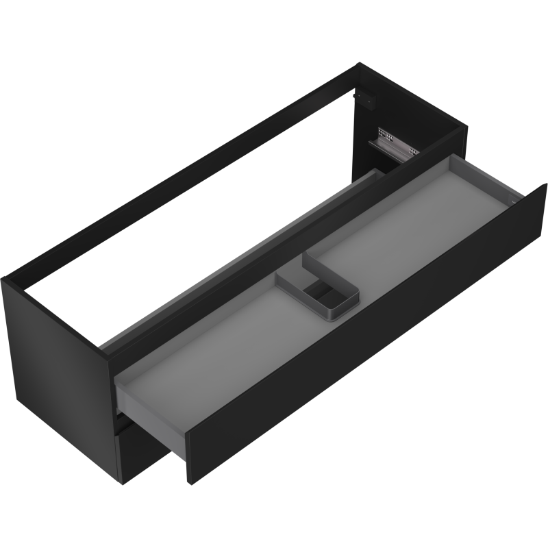 Mexen Orio 140 cm Bathroom Cabinet, 2 Drawers, Black Matte - 91A10-14047-2-BFF71