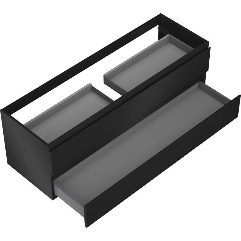 Mexen Orio 140 cm Bathroom Cabinet, 2 Drawers, Black Matte - 91A10-14047-2-BFF71