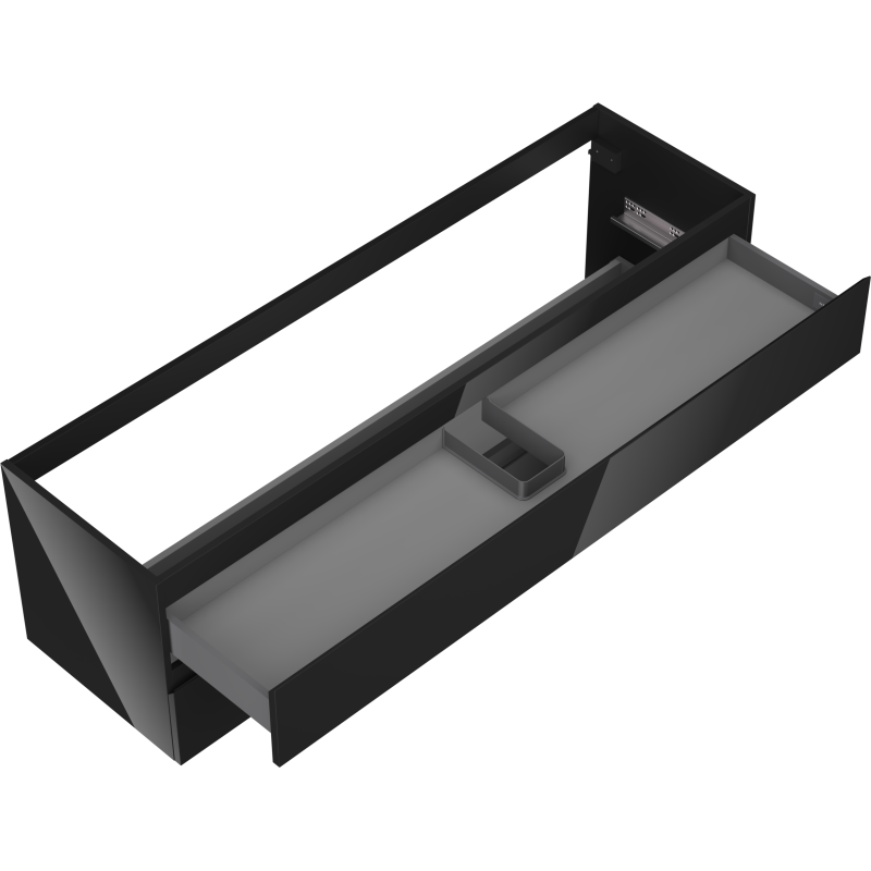 Mexen Orio armário de casa de banho para lavatório 160 cm, 2 gavetas, preto brilhante - 91A10-16047-2-BFF70