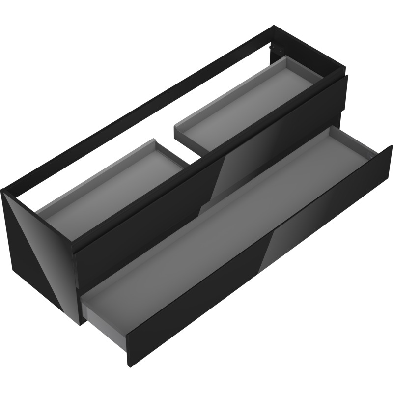 Mexen Orio Badezimmerschrank unter dem Waschbecken 160 cm, 2 Schubladen, Schwarz Glanz - 91A10-16047-2-BFF70