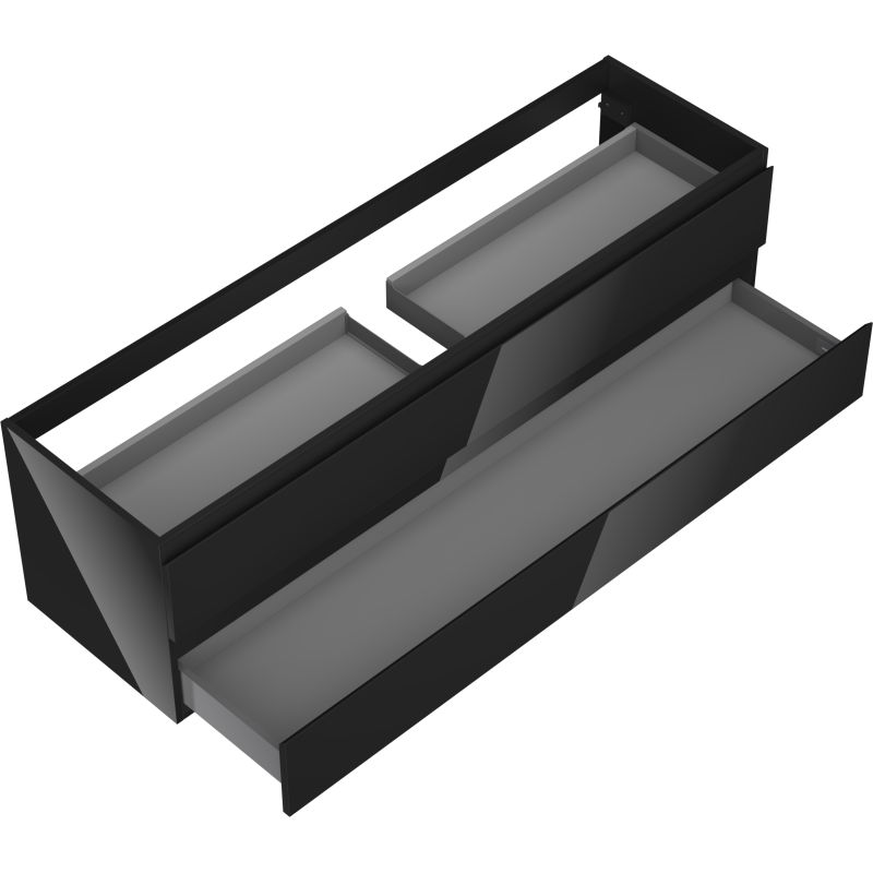 Mexen Orio meuble de salle de bain sous-lavabo 160 cm, 2 tiroirs, noir brillant - 91A10-16047-2-BFF70