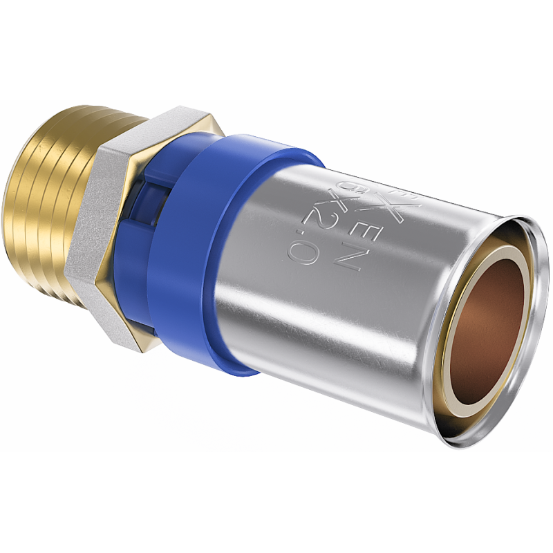 Mexen PEX-P Pressfitting, verpresst PEX Reduktion 16 x 1/2 AG - W97123-1612M-00