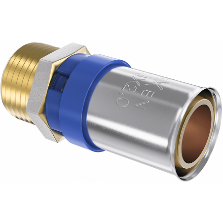 Mexen PEX-P Pressfitting, verpresst PEX Reduktion 16 x 1/2 AG - W97123-1612M-00
