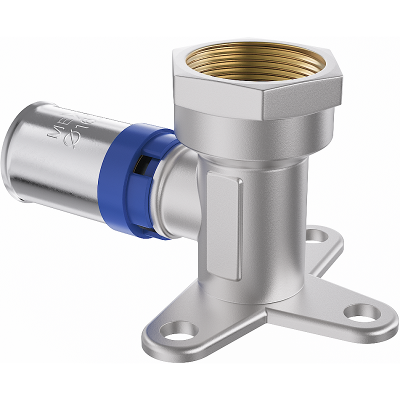 Mexen PEX-P wall-mounted compression elbow with lug, PEX 16 x 1/2 IT press-fitted - W97128-1612F-00