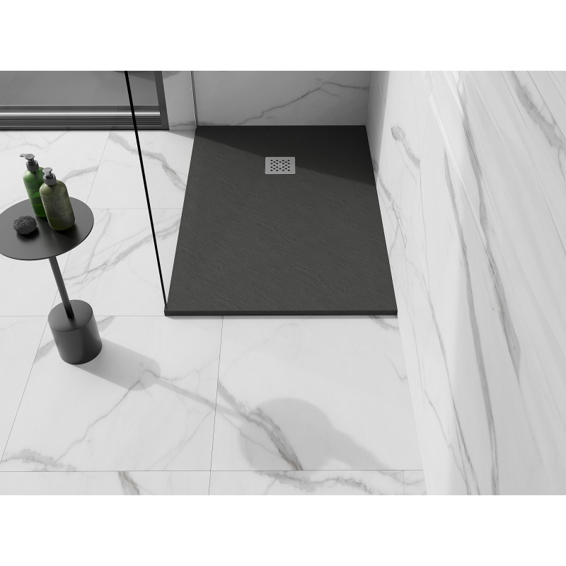 Mexen Stone+ komposiitmaterjalist ristkülikukujuline dušialus 90 x 80 cm, antratsiit - 44718090