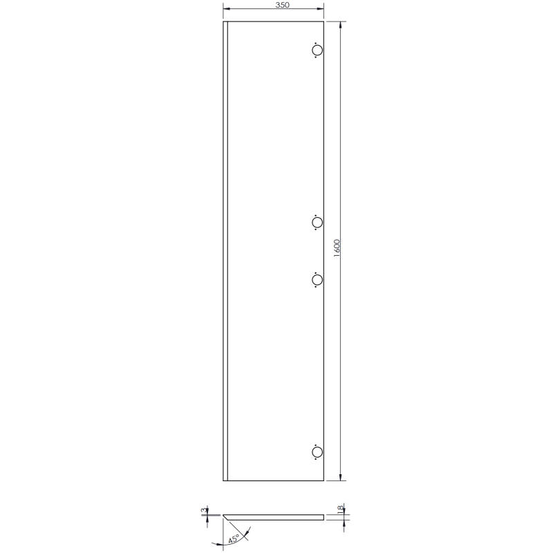 Mexen Orio słupek łazienkowy 35 cm, 1 drzwi, czarny połysk - 91A11-03016-1-BF70
