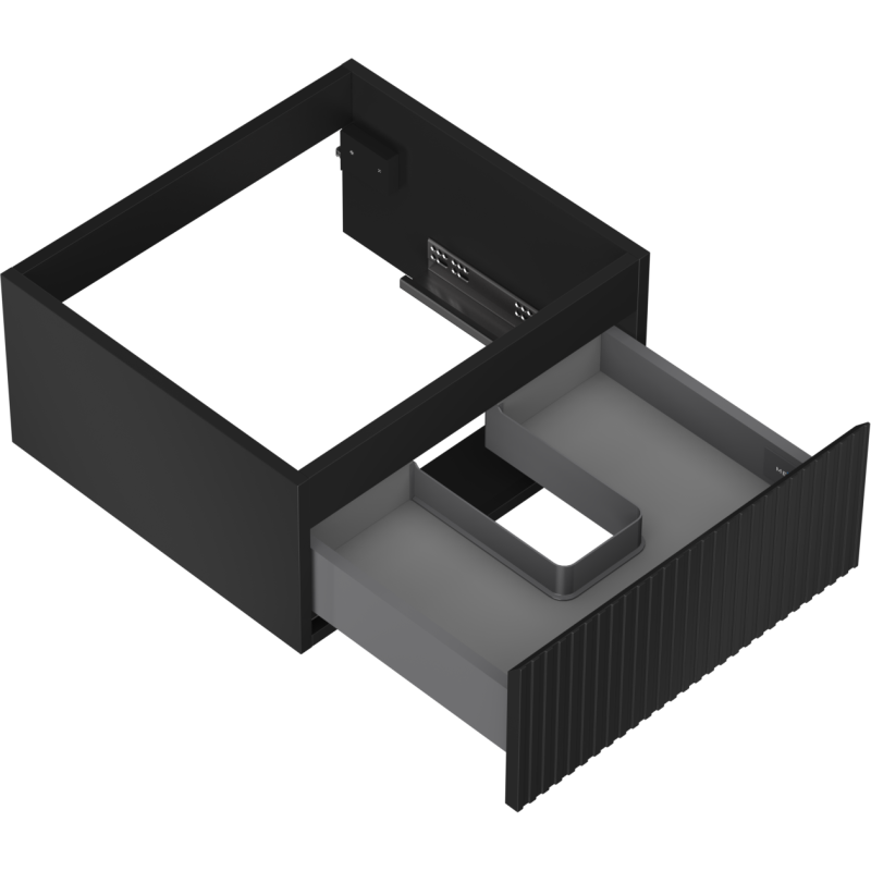Mexen Rivel badkamerkastje onder wastafel 50 cm, 1 lade, geribbeld, zwart mat - 91A20-05023-1-BF71