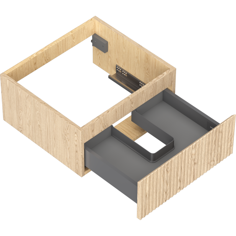Mexen Rivel Badezimmerschrank für Waschbecken 50 cm, 1 Schublade, geriffelt, Eiche - 91A20-05023-1-BF81