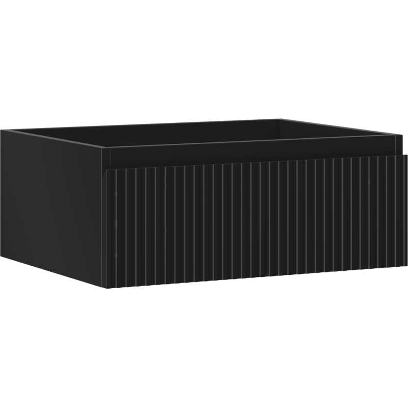 Mexen Rivel Badezimmerschrank für Waschbecken 60 cm, 1 Schublade, geriffelt, schwarz matt - 91A20-06023-1-BF71