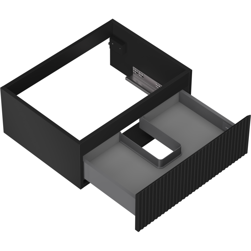 Mexen Rivel armário de casa de banho sob lavatório 60 cm, 1 gaveta, canelado, preto mate - 91A20-06023-1-BF71