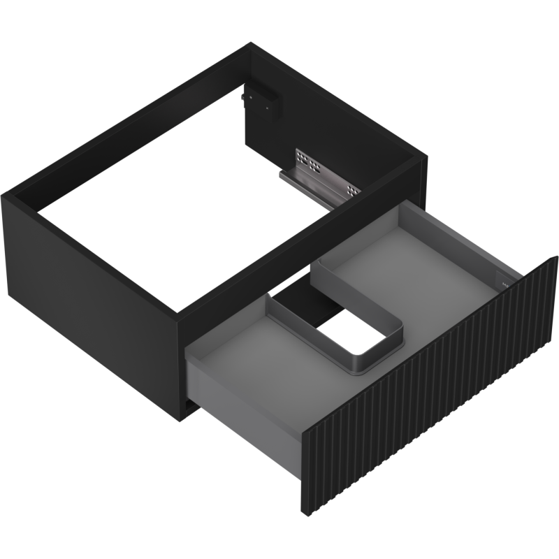 Mexen Rivel Badezimmerschrank für Waschbecken 60 cm, 1 Schublade, geriffelt, schwarz matt - 91A20-06023-1-BF71
