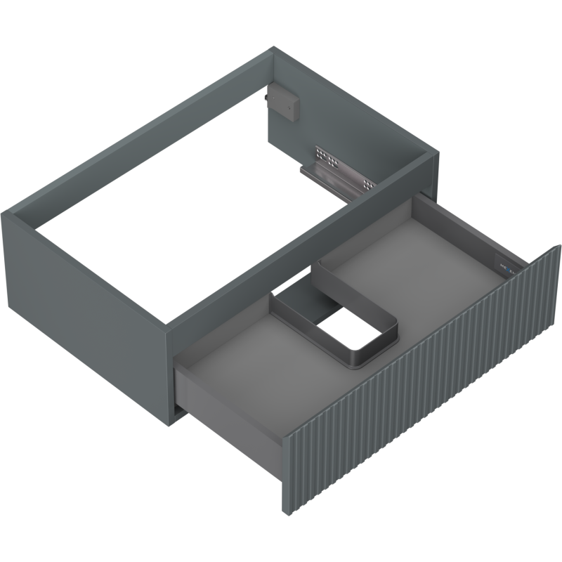 Mexen Rivel bathroom cabinet for washbasin 70 cm, 1 drawer, fluted, matte graphite - 91A20-07023-1-BF66