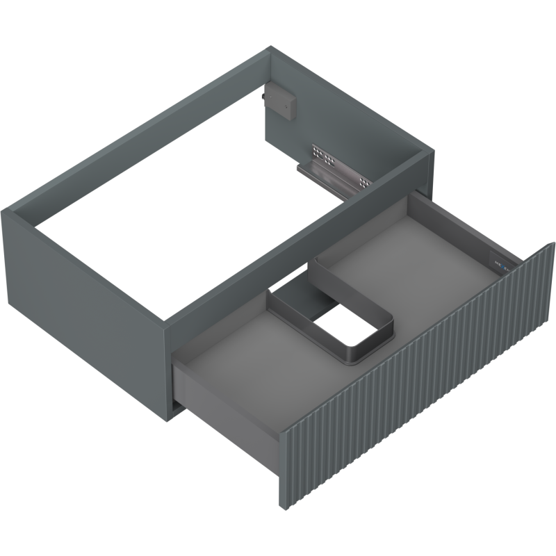 Mexen Rivel meuble de salle de bain sous-lavabo 70 cm, 1 tiroir, rainuré, graphite mat - 91A20-07023-1-BF66