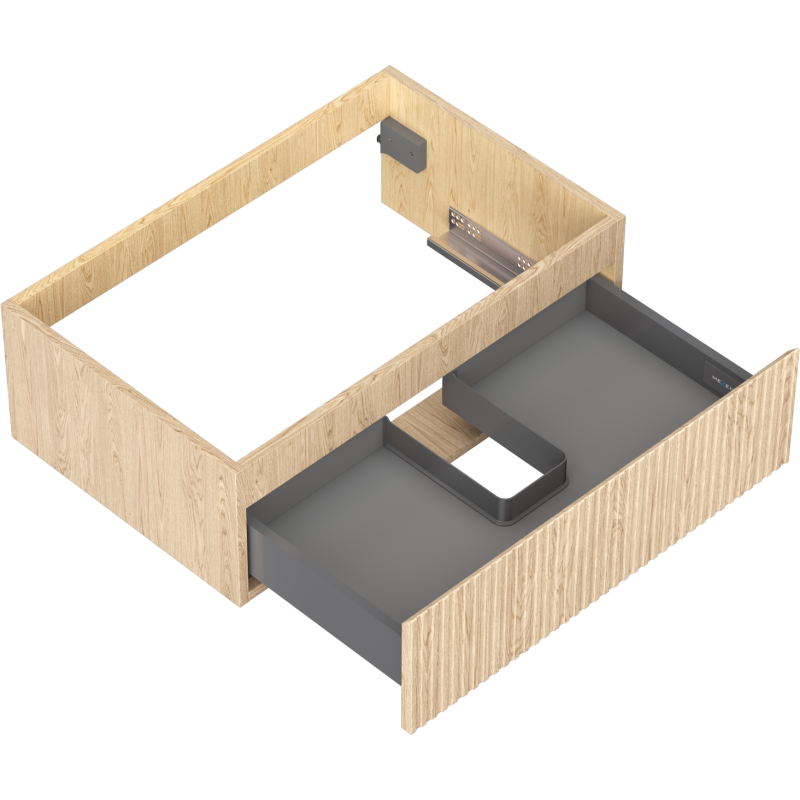 Mexen Rivel meuble de salle de bain sous lavabo 70 cm, 1 tiroir, rainuré, chêne - 91A20-07023-1-BF81