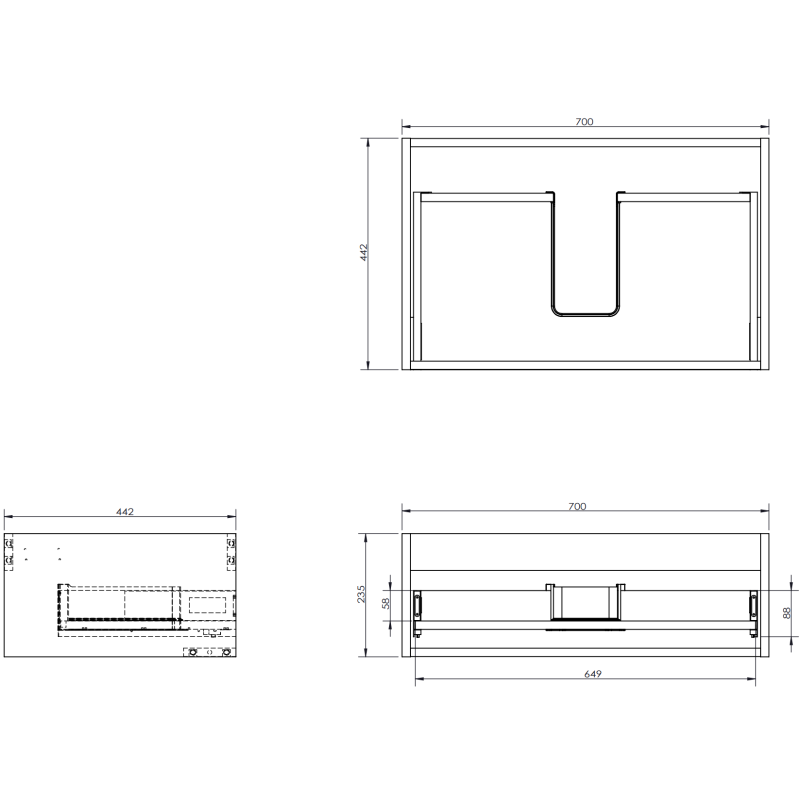 Mexen Rivel bathroom cabinet under sink 70 cm, 1 drawer, grooved, walnut - 91A20-07023-1-BF86
