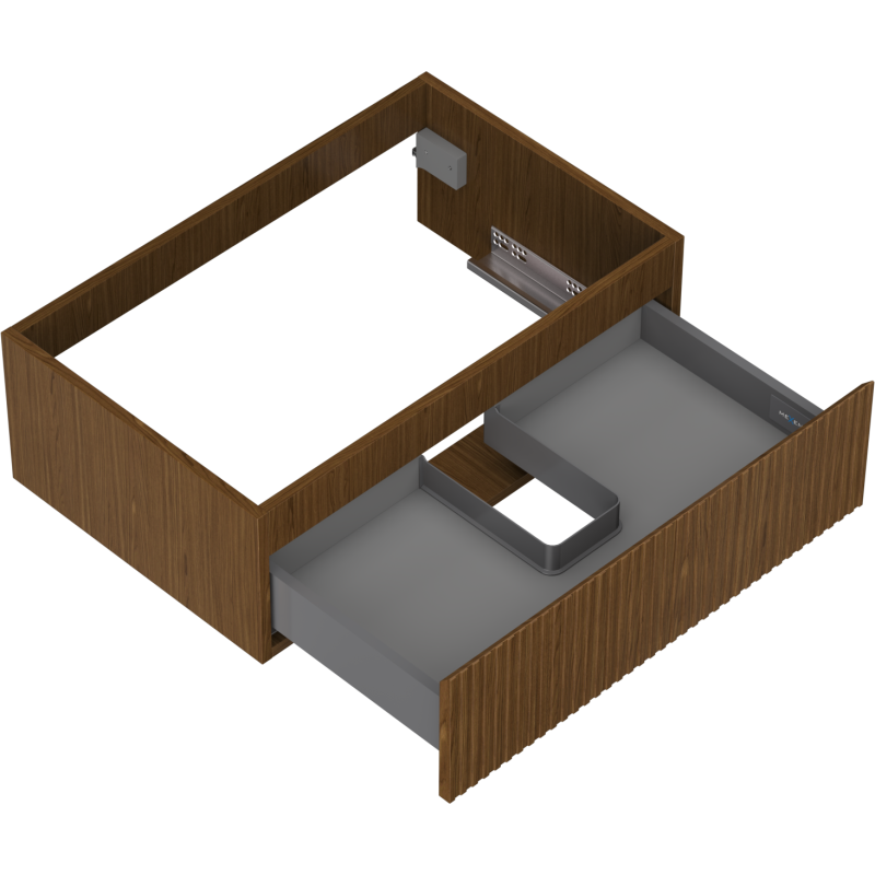 Mexen Rivel Badezimmerschrank für Waschtisch 70 cm, 1 Schublade, gerillt, Nussbaum - 91A20-07023-1-BF86