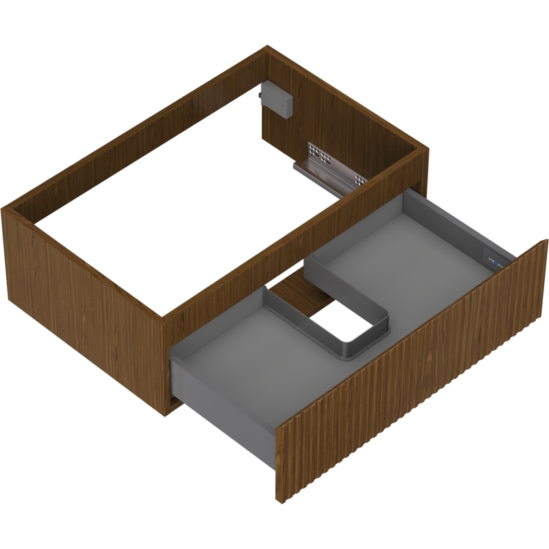 Mexen Rivel bathroom cabinet under sink 70 cm, 1 drawer, grooved, walnut - 91A20-07023-1-BF86