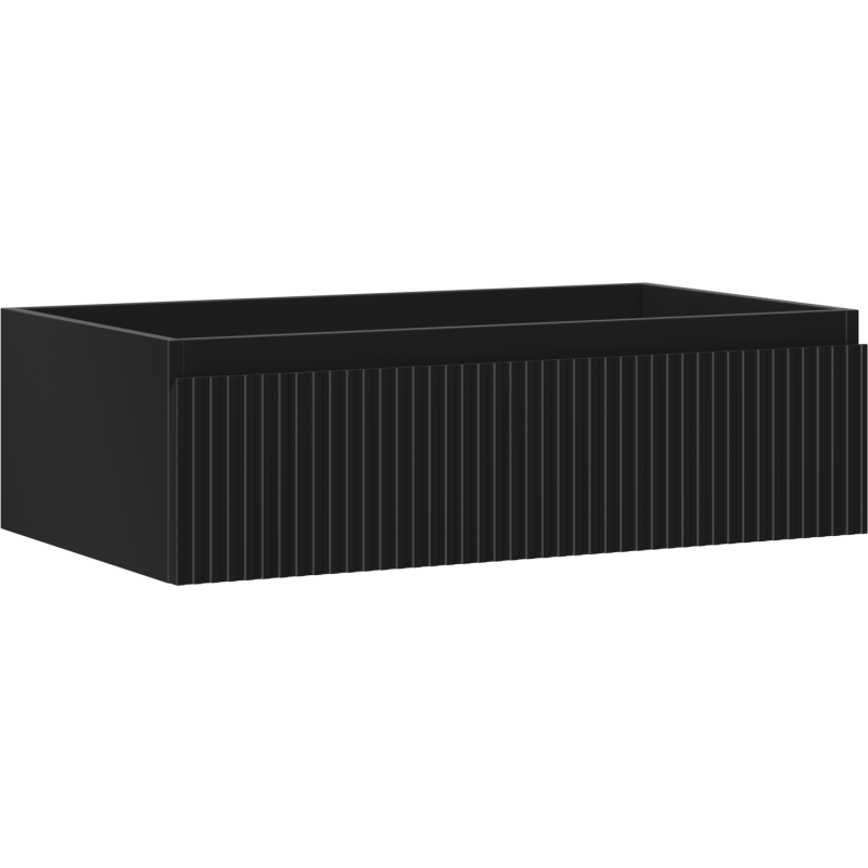 Mexen Rivel mueble de baño bajo lavabo de 80 cm, 1 cajón, acanalado, negro mate - 91A20-08023-1-BF71