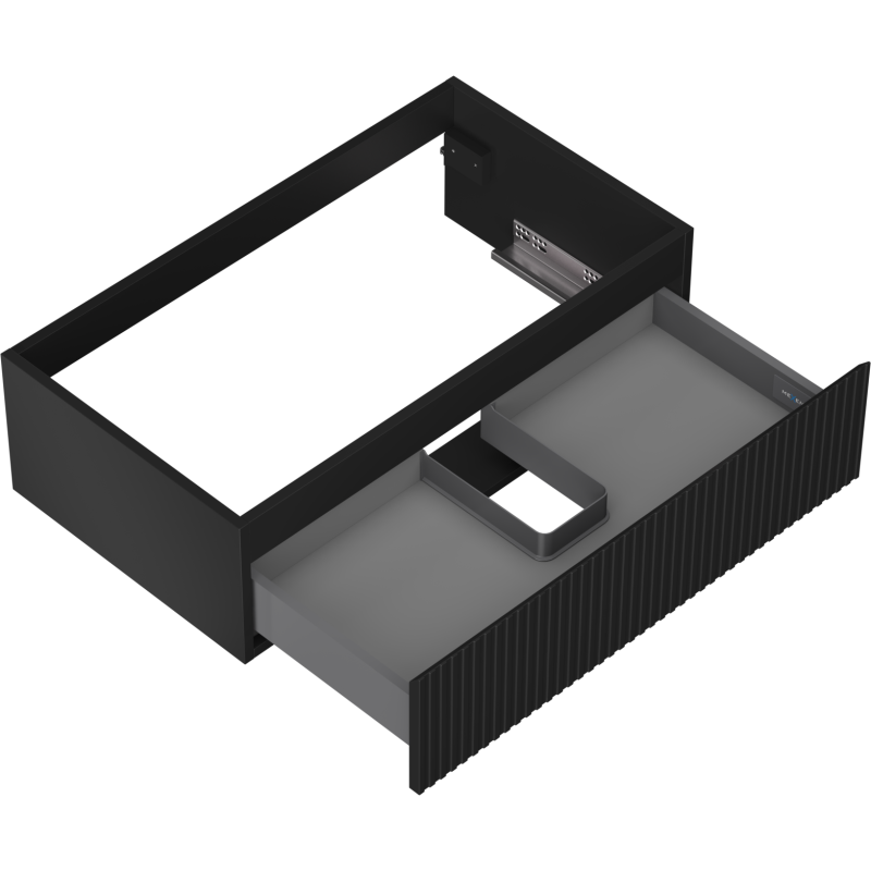 Mexen Rivel meuble sous-vasque de salle de bain 80 cm, 1 tiroir, rainuré, noir mat - 91A20-08023-1-BF71
