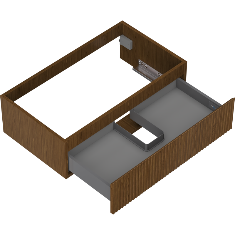 Mexen Rivel Badezimmerunterschrank 80 cm, 1 Schublade, geriffelt, Nussbaum - 91A20-08023-1-BF86