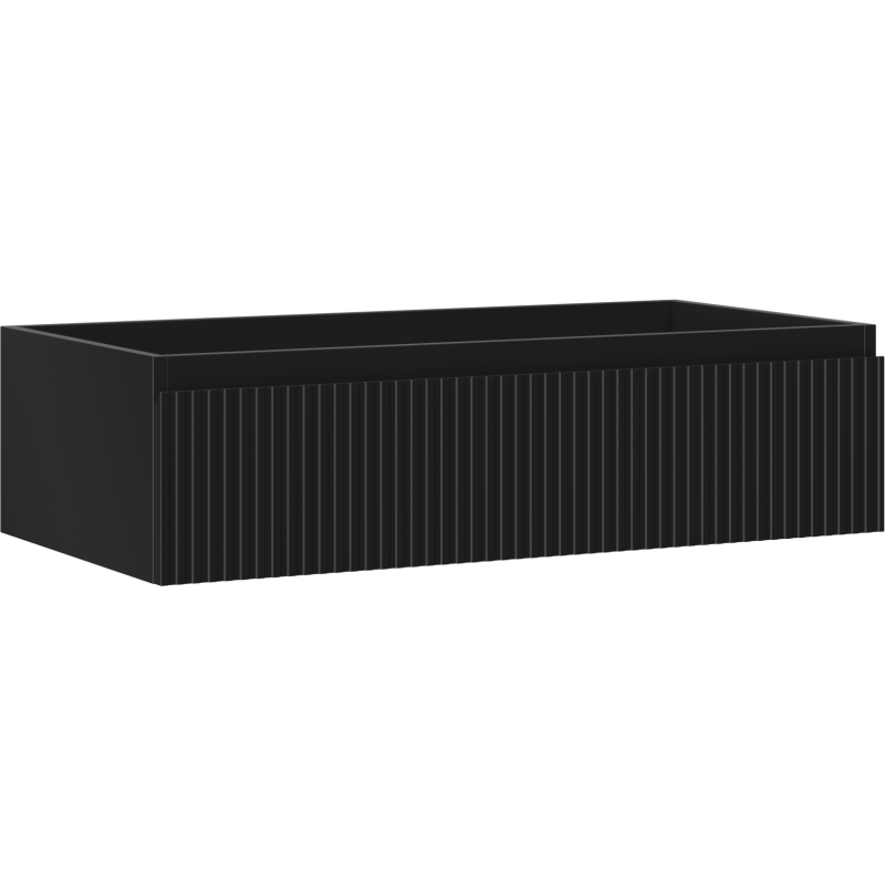 Mexen Rivel badrumsskåp under handfat 90 cm, 1 låda, räfflad, svart matt - 91A20-09023-1-BF71