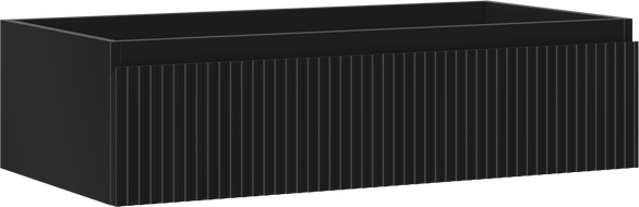 Mexen Rivel vannas istabas skapis zem izlietnes 90 cm, 1 atvilktne, rievota, melna matēta - 91A20-09023-1-BF71