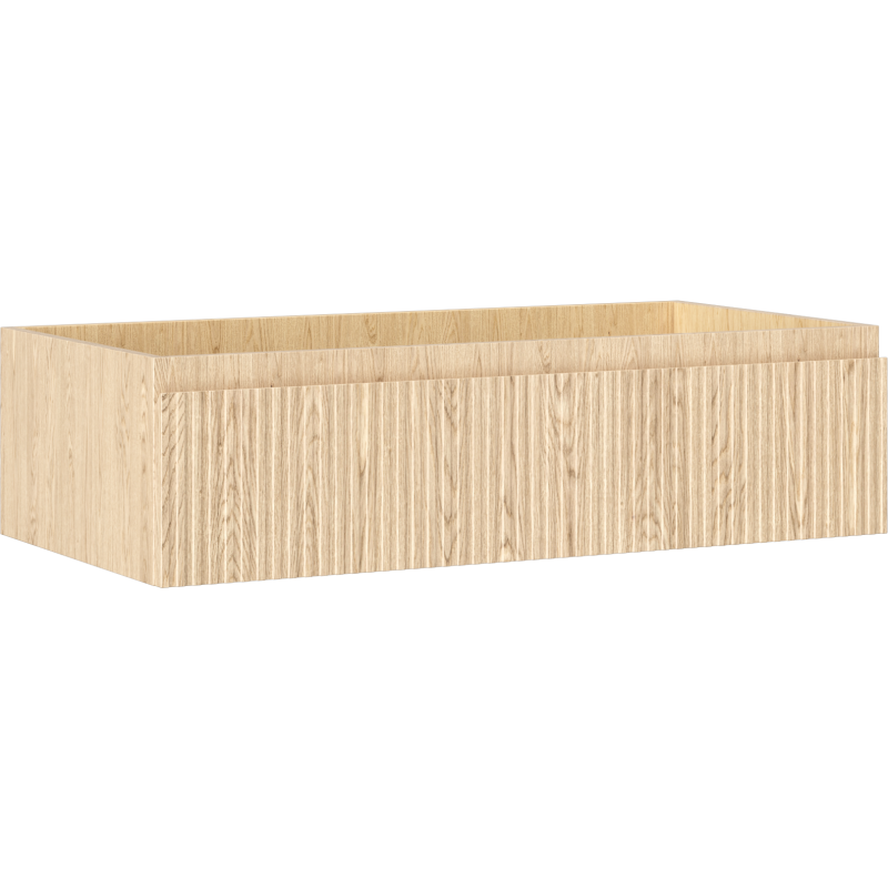 Mexen Rivel bathroom vanity unit 90 cm, 1 drawer, grooved, oak - 91A20-09023-1-BF81