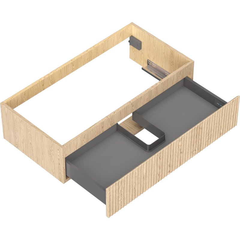 Mexen Rivel bathroom vanity unit 90 cm, 1 drawer, grooved, oak - 91A20-09023-1-BF81