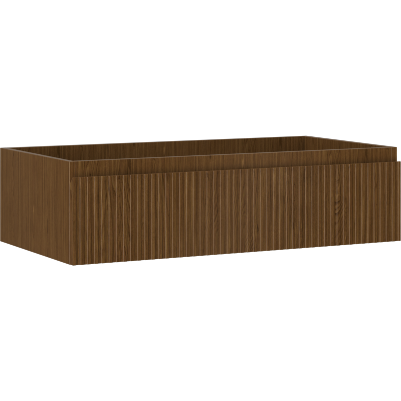 Mexen Rivel Badezimmerunterschrank 90 cm, 1 Schublade, geriffelt, Nussbaum - 91A20-09023-1-BF86