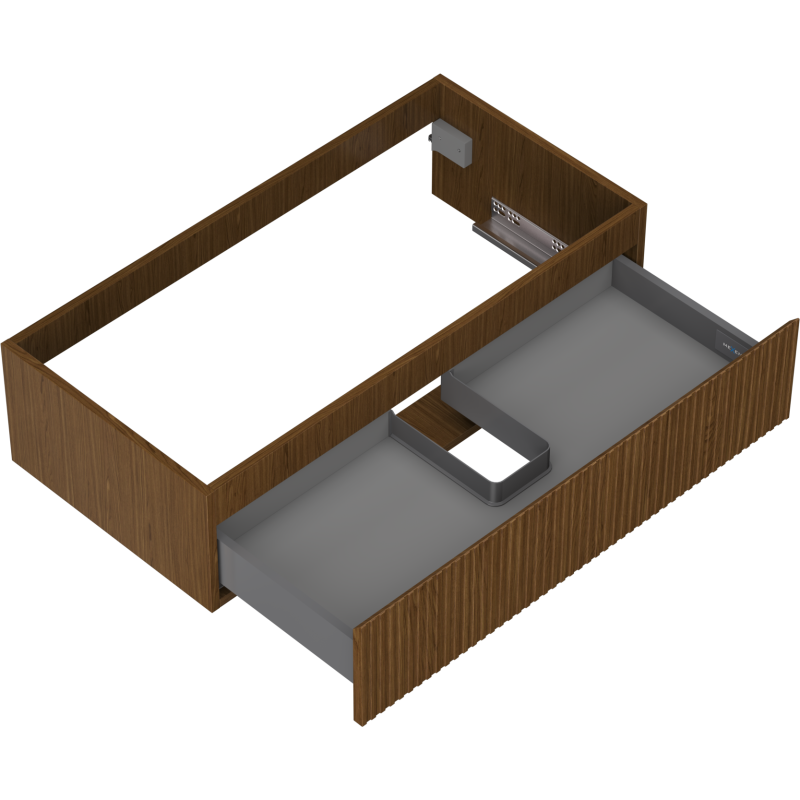 Mexen Rivel bathroom cabinet under sink 90 cm, 1 drawer, fluted, walnut - 91A20-09023-1-BF86