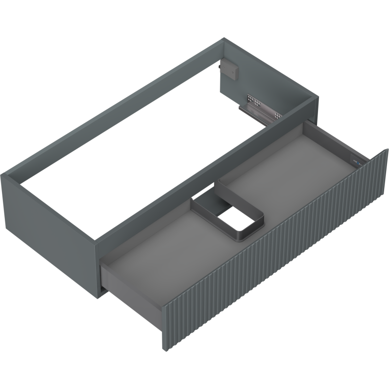 Mexen Rivel 100 cm Bathroom Vanity Unit, 1 Drawer, Grooved, Matt Graphite - 91A20-10023-1-BF66