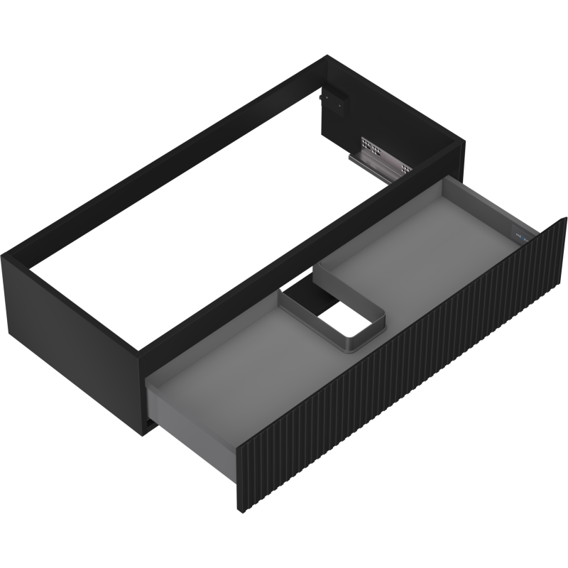 Mexen Rivel Badezimmerschrank für Waschtisch 100 cm, 1 Schublade, gerillt, schwarz matt - 91A20-10023-1-BF71