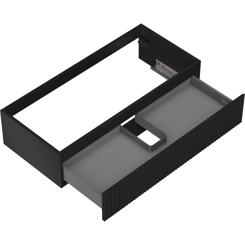 Mexen Rivel Bathroom Cabinet Under-Sink 100 cm, 1 Drawer, Fluted, Black Matte - 91A20-10023-1-BF71