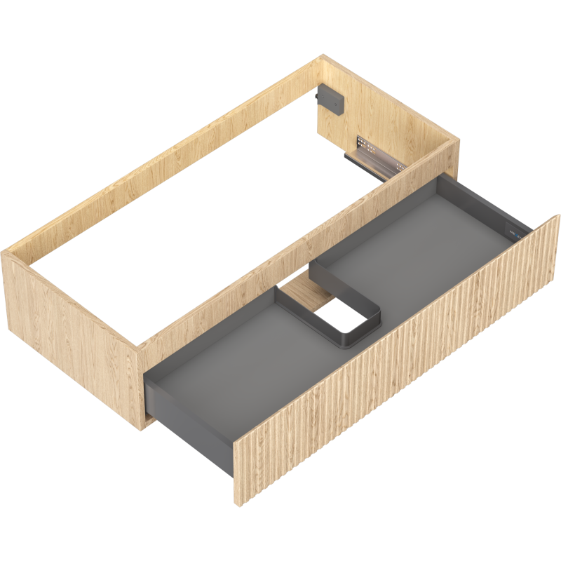 Mexen Rivel armoire de salle de bain sous lavabo 100 cm, 1 tiroir, rainuré, chêne - 91A20-10023-1-BF81